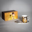 Klimt The Kiss coffee mug with matching tray and decorative gift box