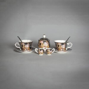Klimt The Kiss tea and coffee set for two with sugar bowl and teaspoons