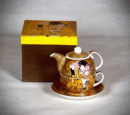 Klimt The Kiss tea for one porcelain set with matching decorative gift box