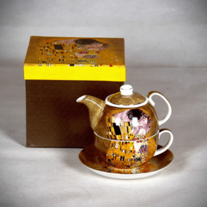 Klimt The Kiss tea for one porcelain set with matching decorative gift box